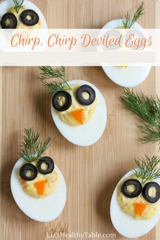 Chirp, Chirp Deviled Eggs via LizsHealthyTable.com