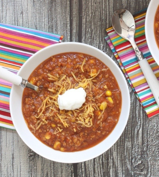 Pumpkin Turkey Chili via LizsHealthyTable.com