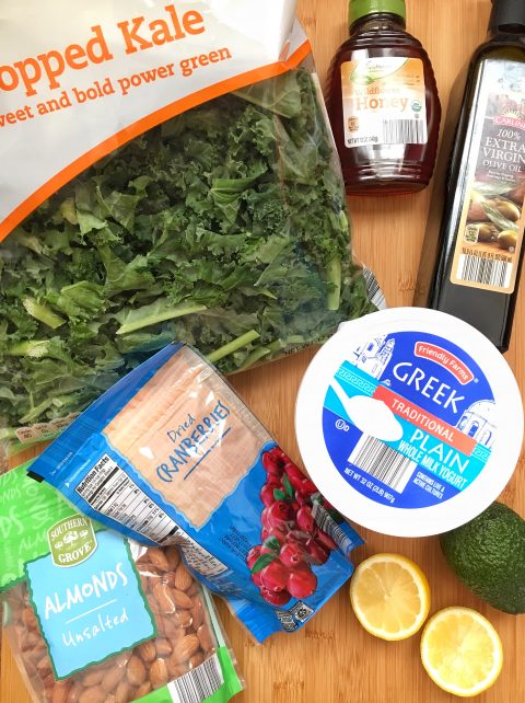 Kale Salad with Lemon Yogurt Dressing via LizsHealthyTable.com