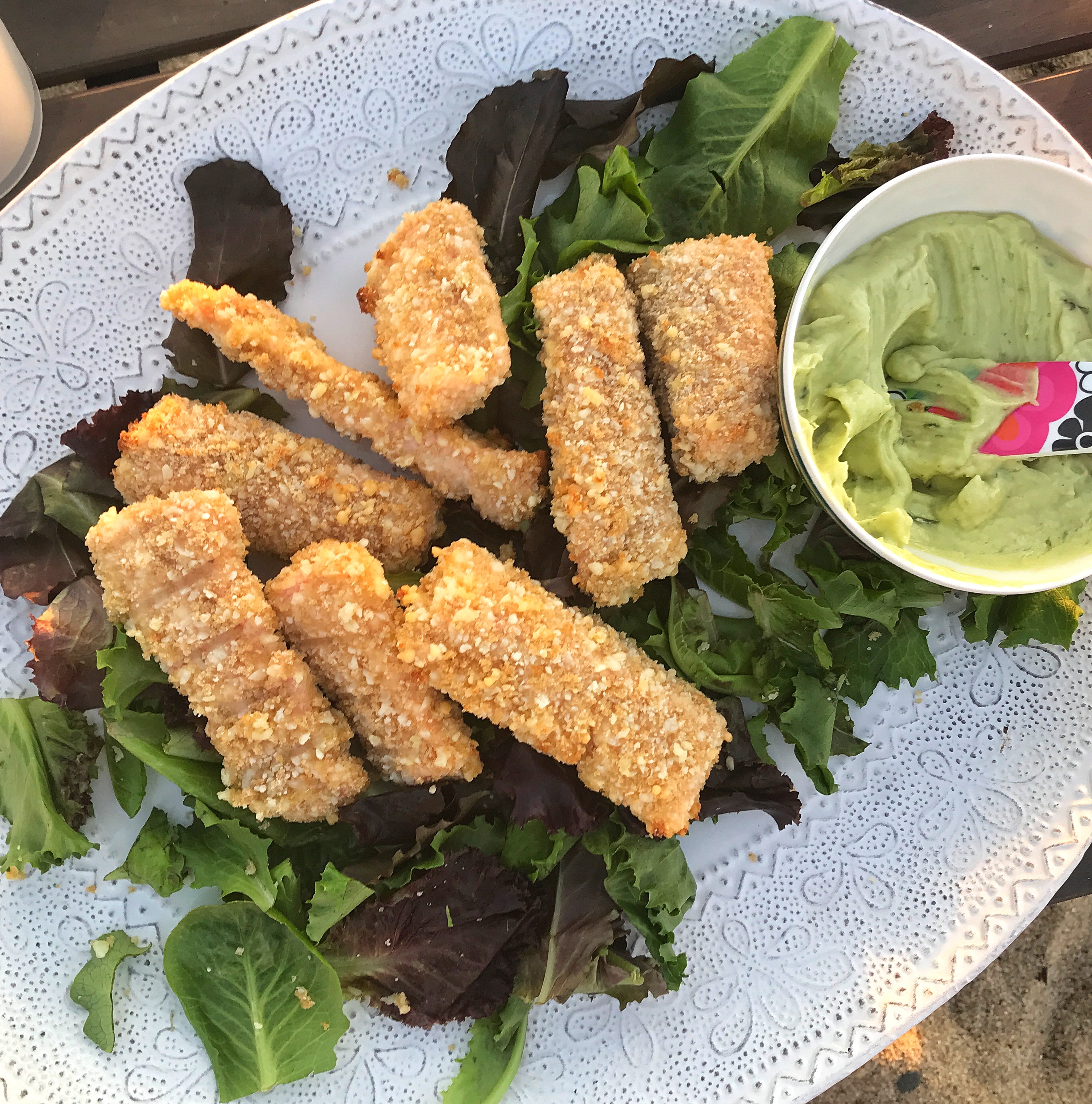 Parmesan Salmon Sticks with Zesty Avocado Dipping Sauce