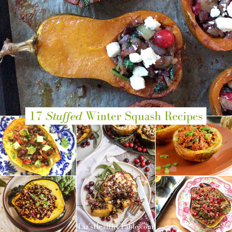 7 Stuffed Winter Squash Recipes via LizsHealthyTable.com