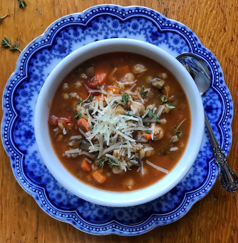 Barley, chickpea and carrot soup #InstantPot via LizsHealthyTable.com