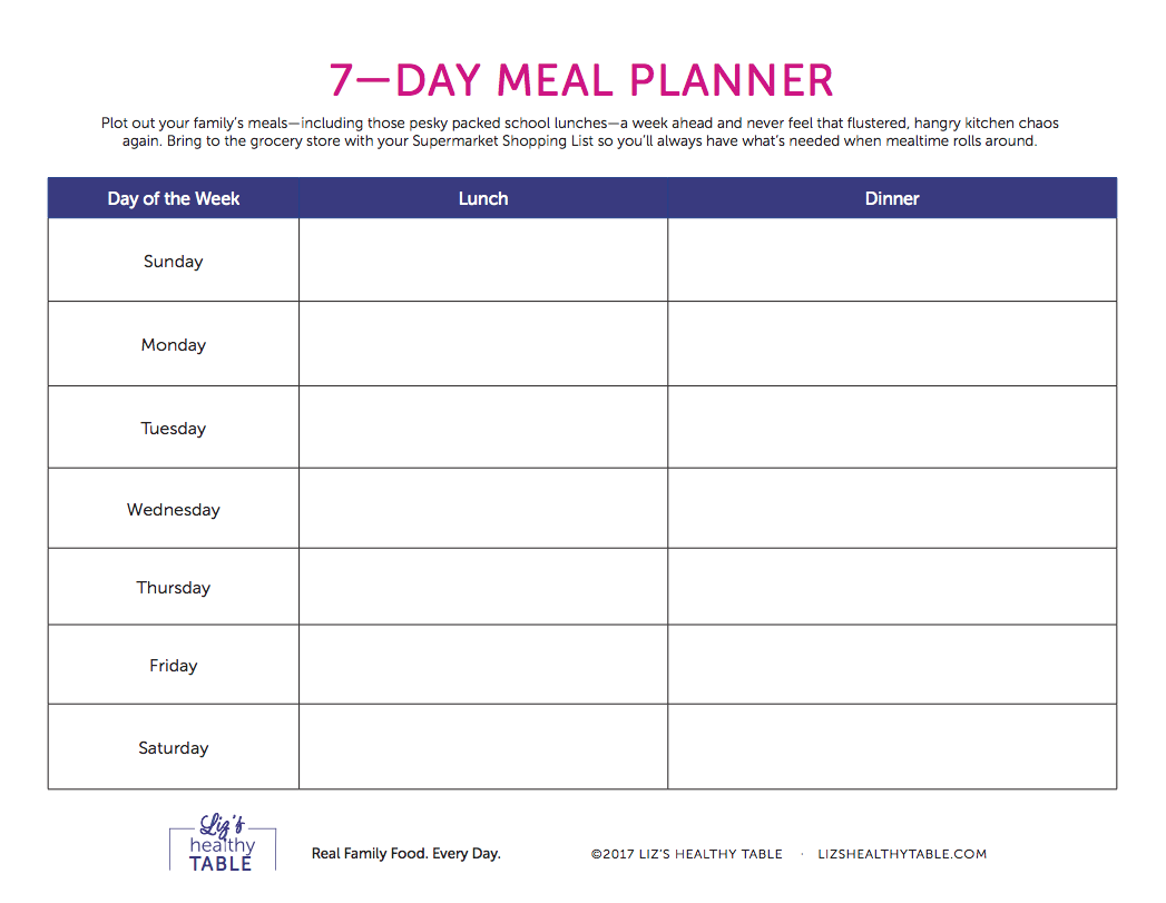 7 Day Meal Planner