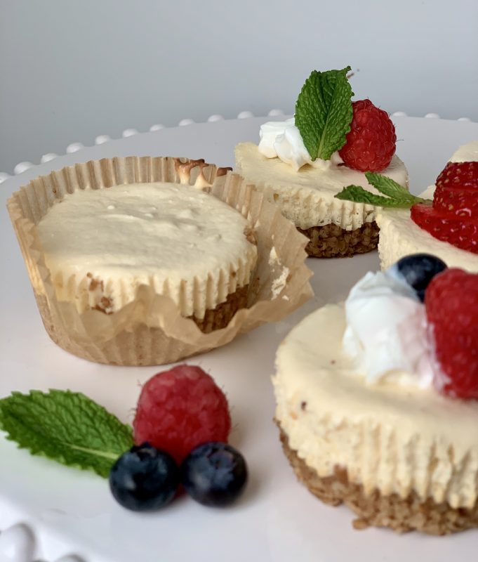 Cheesecake Cupcakes with Oat & Walnut Crust | Gluten Free via lizshealthytable.com
