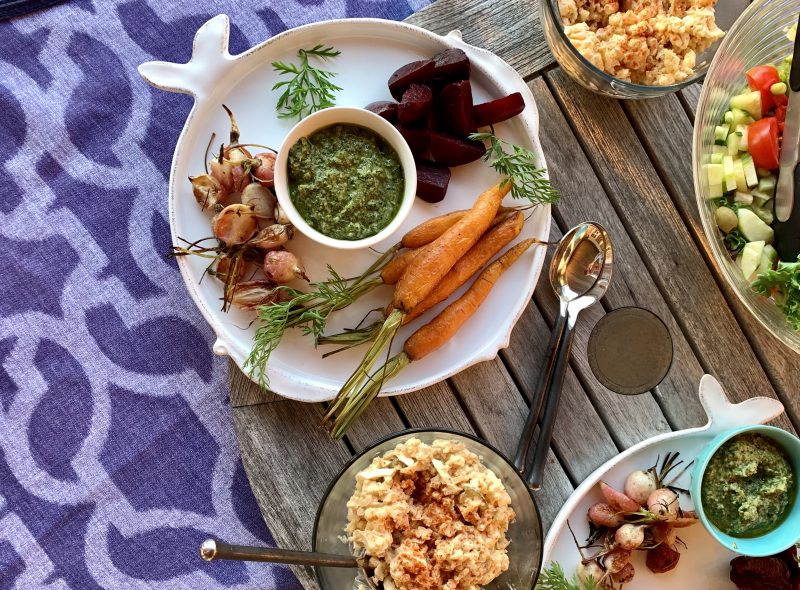 Nutty Carrot Top Pesto via LizsHealthyTable.com