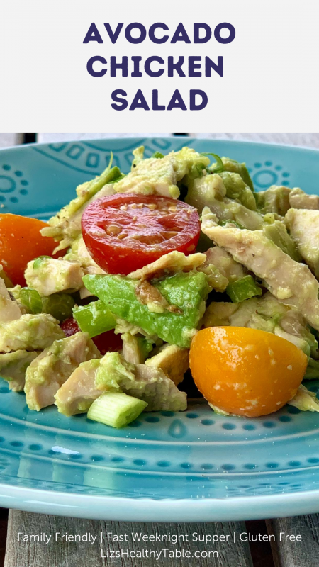 Avocado-Chicken Salad via lizshealthytable.com