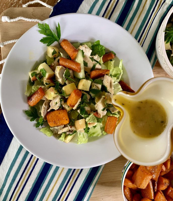 Chicken and Carrot Shawarma Salad Bowls via LizsHealthyTable.com