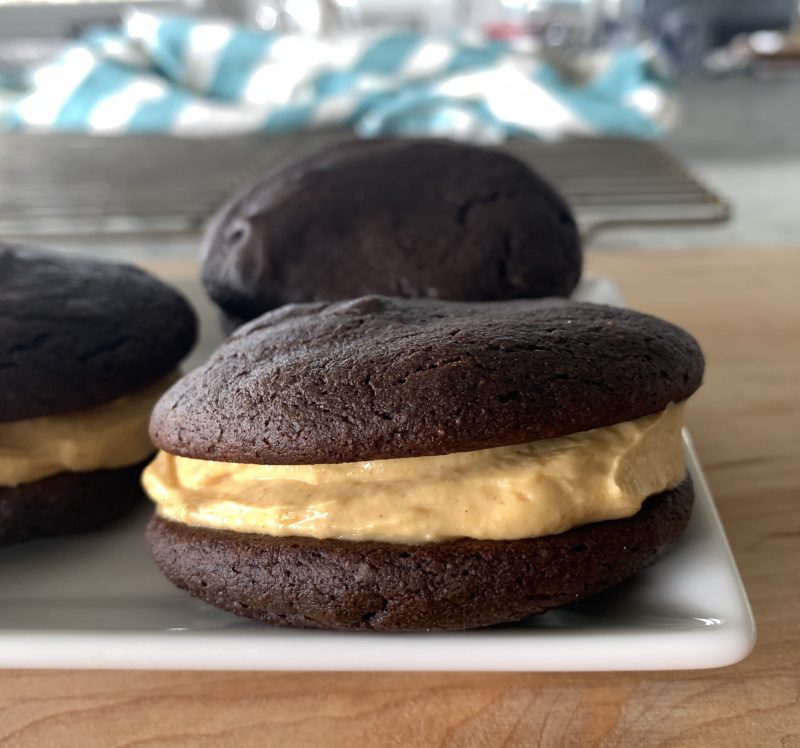 Gluten Free Chocolate Pumpkin Whoopie Pies via lizshealthytable.com #glutenfree