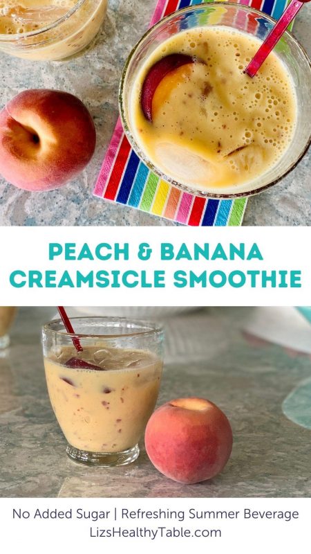 Peach and Banana Creamsicle Smoothie + A Primer on Peaches via lizshealthytable.com