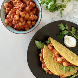 Spicy Chickpea Tacos with Arugula