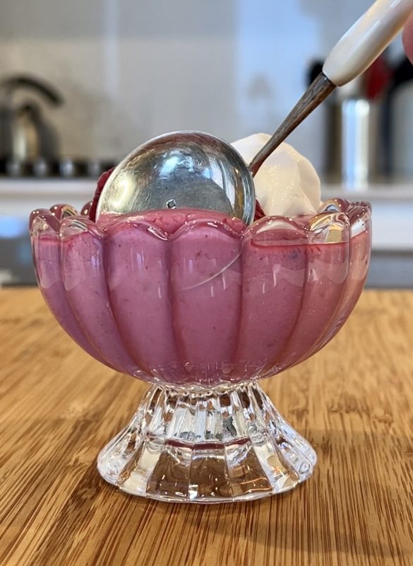 Raspberry Tofu Mousse via lizshealthytable.com